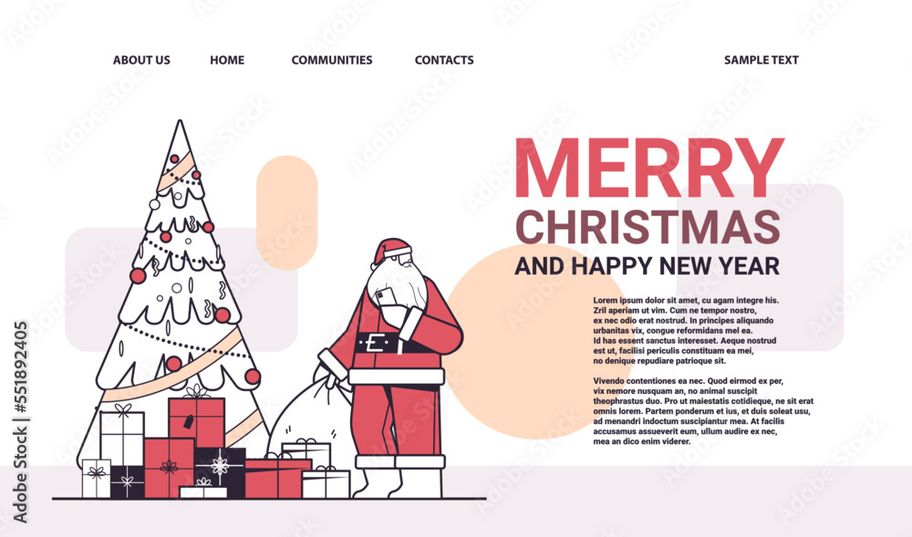 santa claus with gift box sack using smartphone happy new year merry christmas holiday celebration gift card horizontal santa claus with gift box sack using smartphone happy new year merry christmas holiday celebration gift card horizontal