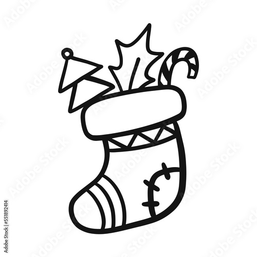 Cute Christmas sock gift hand drawn doodle element