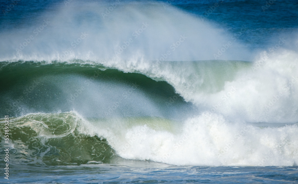 Atlantic rollers breaking on a beach in France