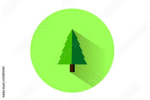 Christmas tree isolated on green background