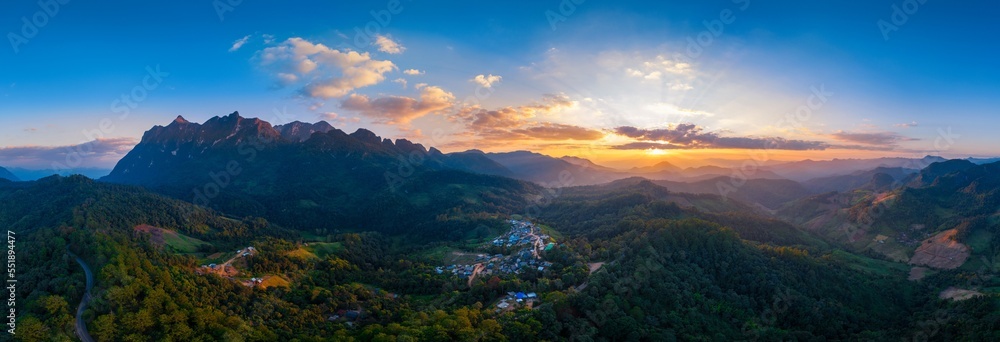 Panorama of Doi Luang Chiang Dao mountains at sunset, Chiang mai, Thailand.