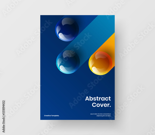 Amazing 3D spheres annual report template. Clean company cover design vector illustration.