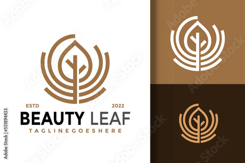 Nature Beauty Leaf with Drop Logo Design Vector Illustration Template