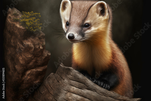 Beech martens, also known as martes foina stone martens, are a tiny predator native to forests. Generative AI photo