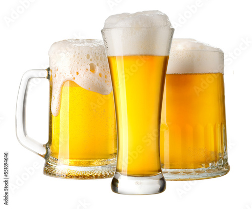 Fotografia, Obraz beer glasses on transparent