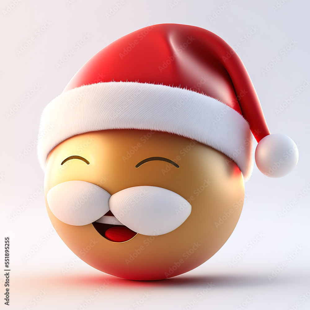 Christmas Emoji Wearing a Santa hat, Generative AI Digital Illustration. Christmas Emoji Wearing a Santa hat, Generative AI Digital Illustration.