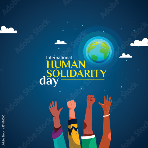 International Human Solidarity Day. People help person silhouette, Suitable for greeting card poster and banner, December 20, Template for background, banner, card, poster with text in inscription