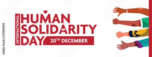 International Human Solidarity Day. People help person silhouette, Suitable for greeting card poster and Web banner, December 20, Template for background, banner, card, poster with text in inscription
