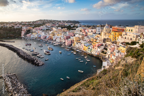 beautiful italian island procida famous for its colorful marina, tiny narrow streets and many beaches © Melinda Nagy