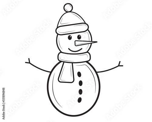 Cartoon snowman in isolate on a white background. Vector illustration.