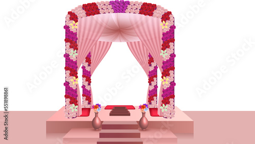 Indian Wedding Mandap vector illustration on white background.