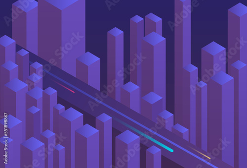Futuristic and future city isometric concept flat vector illustration.