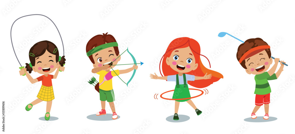 happy kids making various sport happy kids making various sport