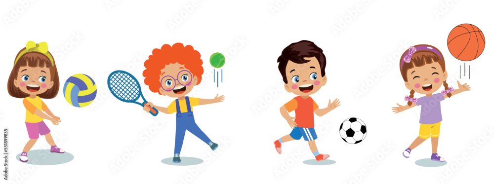 Fototapeta premium happy kids making various sport