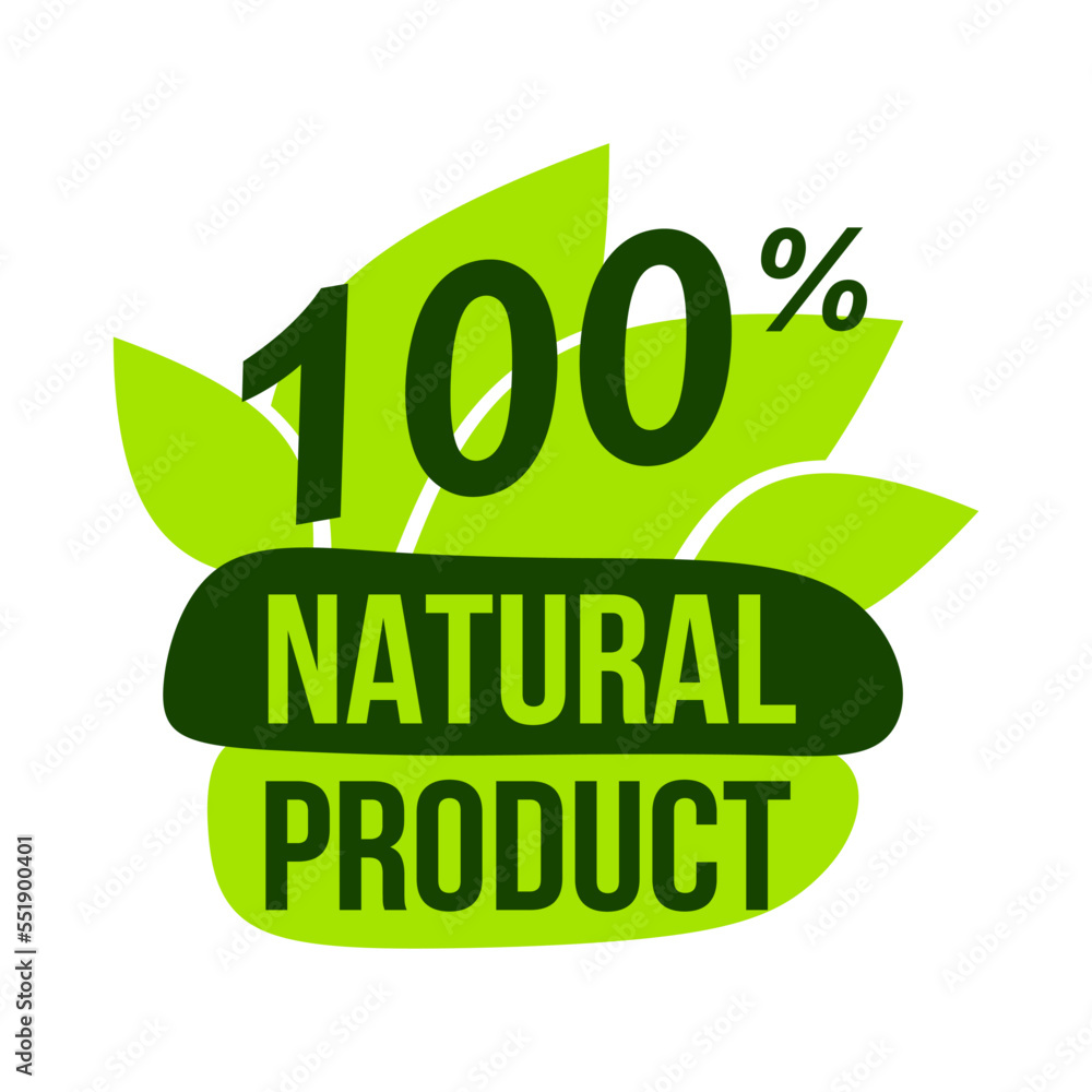 Fototapeta premium Natural Product Vector Icon. 100 percent Natural Product symbol isolated on white background. Healthy Food Emblem. Organic food Badge. vector eps10