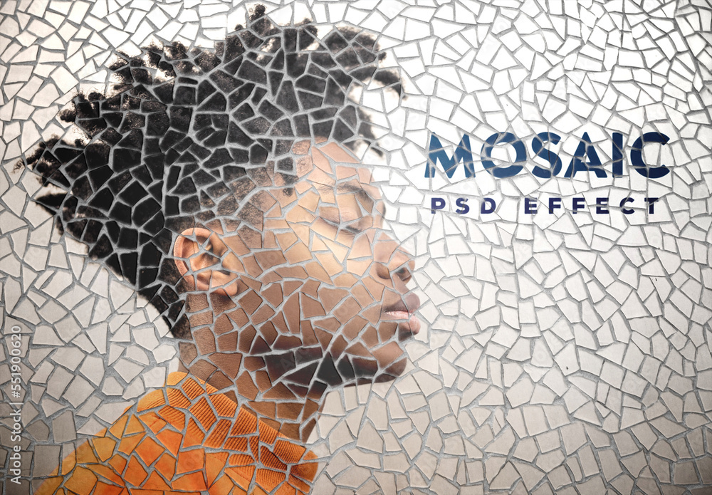 Mosaic Photo Effect Mockup Stock Template Adobe Stock