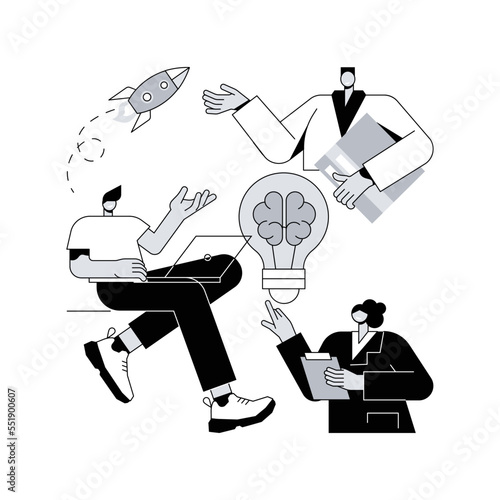 Brainstorm abstract concept vector illustration. Group creativity technique, list of creative ideas and solutions, teamwork, startup launch, business success, brainstorm meeting abstract metaphor.