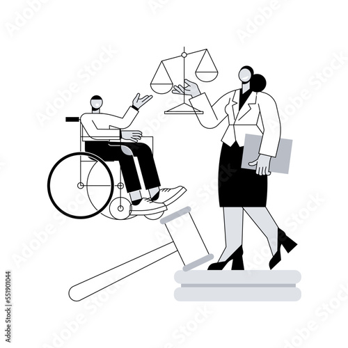 Personal injury lawyer abstract concept vector illustration. Legal services, physical or psychological injury, criminal prosecutor, legal documents, lawsuit argument, evidence abstract metaphor.
