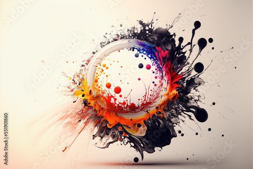 Abstract colored circle shape generative AI artwork