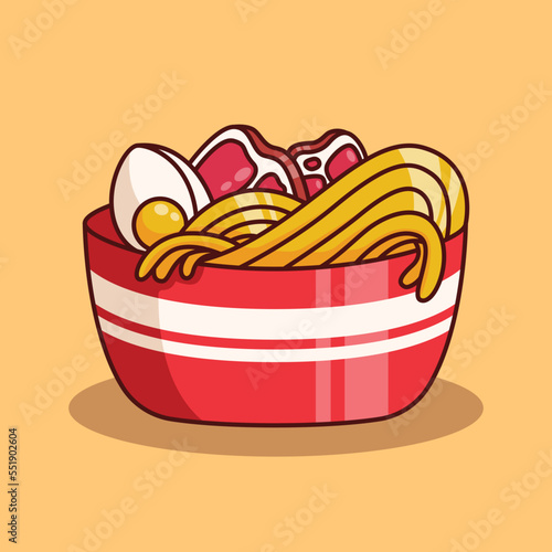 cute ramen noodle illustration in flat design