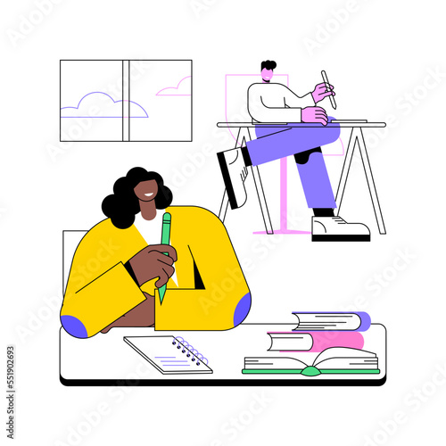 Making notes isolated cartoon vector illustrations. Young girl studying and writing notes in a classroom, college educational process, university classes, student lifestyle vector cartoon.