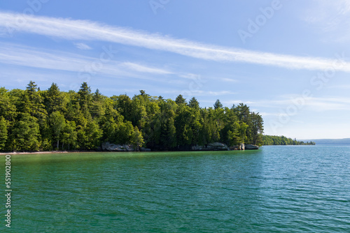 Wooded shoreline at Pictured Rocks National Lakeshore, Upper Peninsula, Michigan, USA © Martina