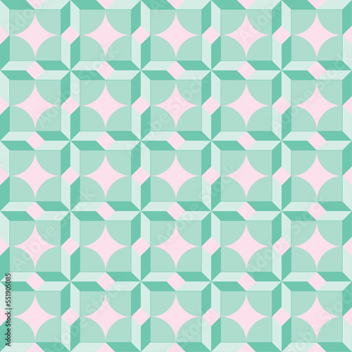 seamless vector pattern swatch with cubes, diamonds and clover