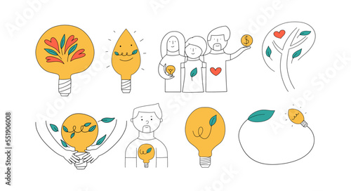 ESG concept icons set. Environmental, social and corporate governance. Environmental sustainability. Vector illustration