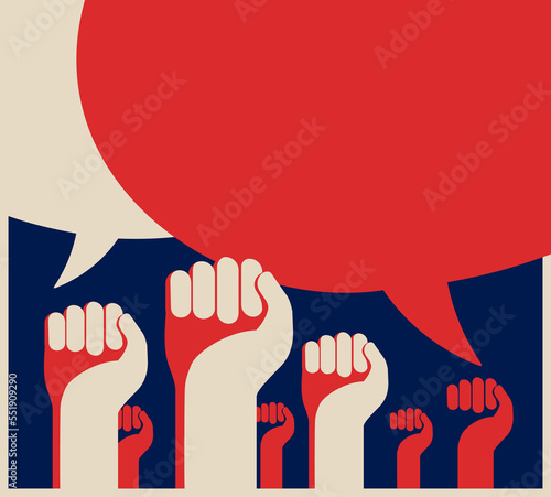 Mass protest - striking people in poster style