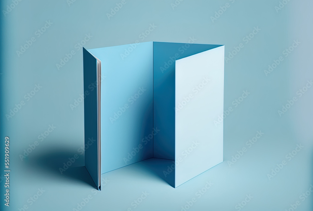 Template paper with a bifold design and a blue backdrop.. Generative AI Template paper with a bifold design and a blue backdrop.. Generative AI