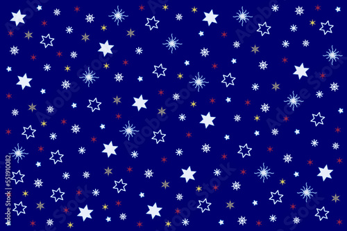 Białe gwiazdki, świąteczne na niebieskim tle.