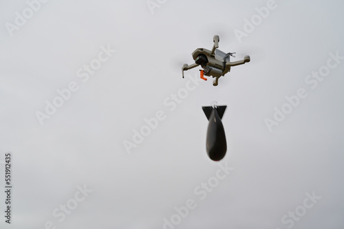 drone drops a bomb for fishing