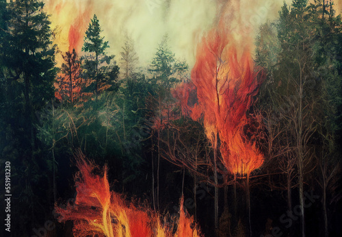 Dangerous forest fire.