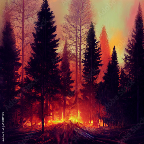 Dangerous forest fire.