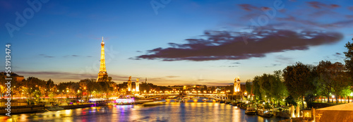 Photography Sunset skyline panorama of Paris at sunset