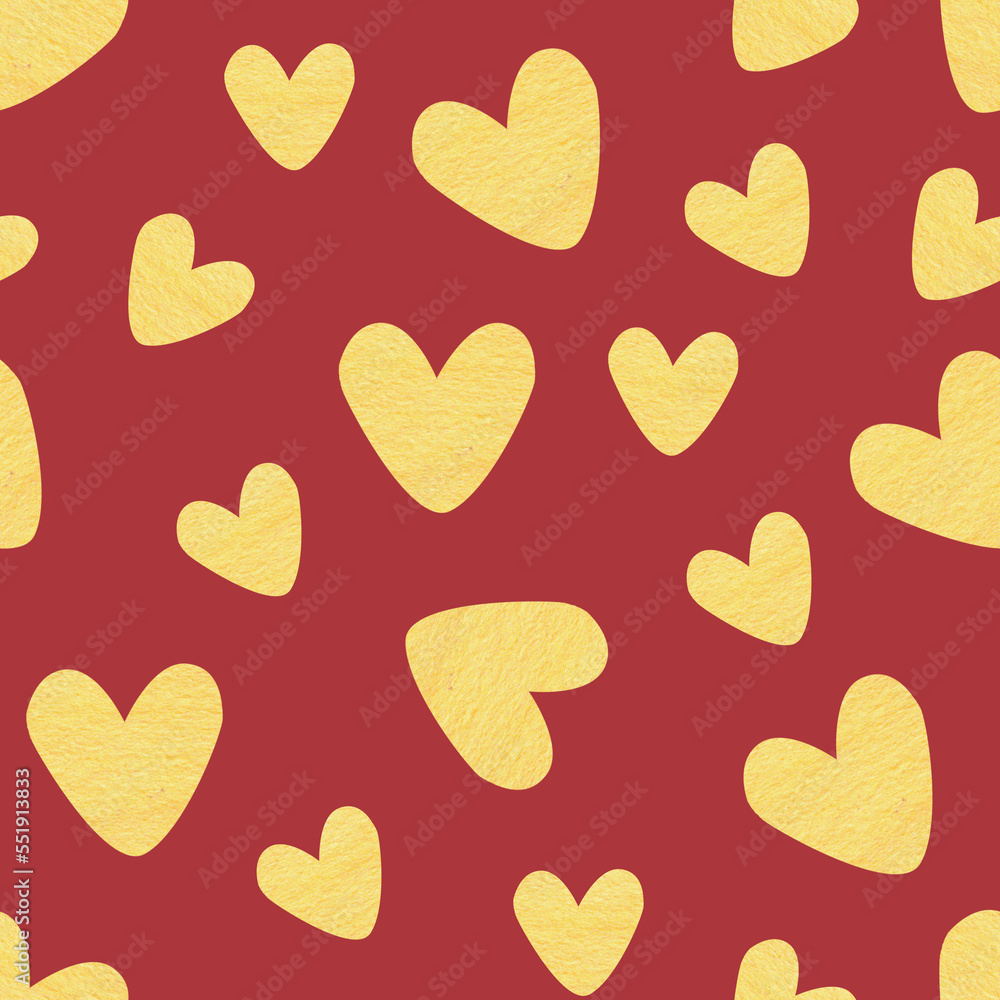 Seamless pattern gold hearts on the magenta background. Texture for wrapping paper, fabrics, decor. Also suitable for celebrations and valentines day. Seamless pattern gold hearts on the magenta background. Texture for wrapping paper, fabrics, decor. Also suitable for celebrations and valentines day.