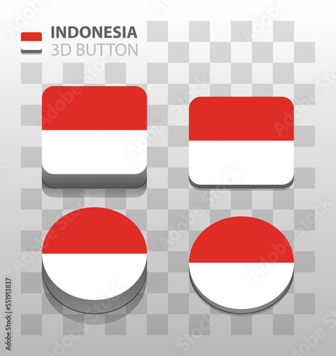 Free Download Indonesia flag. Square and Round 3d Button. Vector  - GFXLoad