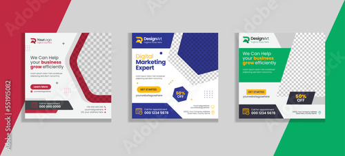 Digital business marketing banner for social media post template