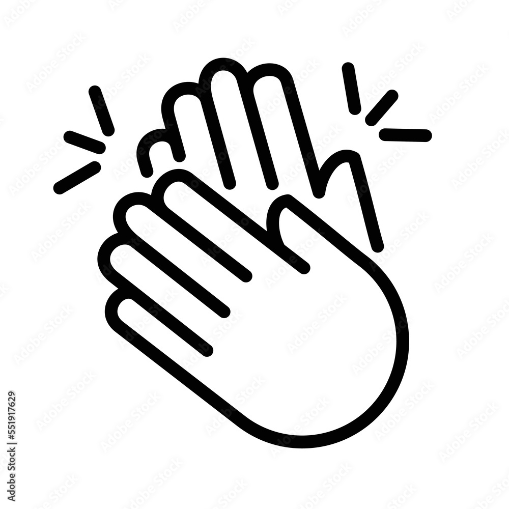 Two hands clapping vector sign. Isolated round of applause sign sticker design Two hands clapping vector sign. Isolated round of applause sign sticker design