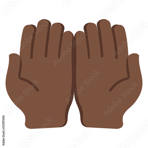 Palms Up Together vector icon. Isolated pray sign or beg for for money sticker design.