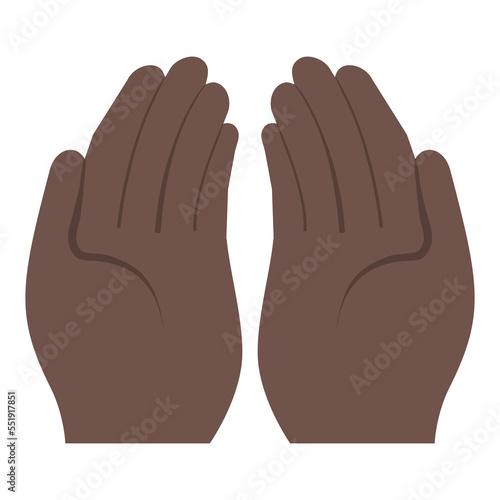 Palms Up Together vector icon. Isolated pray sign or beg for for money sticker design.