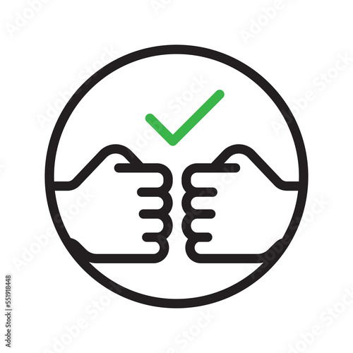 Fist bump vector icon. Isolated bro fist hello sign design. 