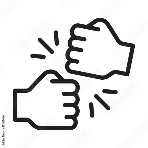 Fist bump vector icon. Isolated bro fist hello sign design. 