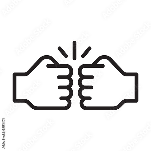 Fist bump vector icon. Isolated bro fist hello sign design. 