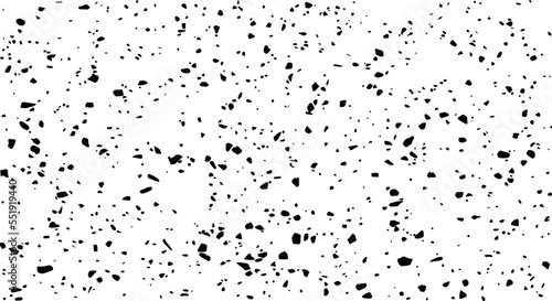 Small uneven spots and particles of debris. Abstract vector texture. Distressed uneven background. Grunge texture overlay with fine grains isolated on white background. Vector illustration. EPS10.
