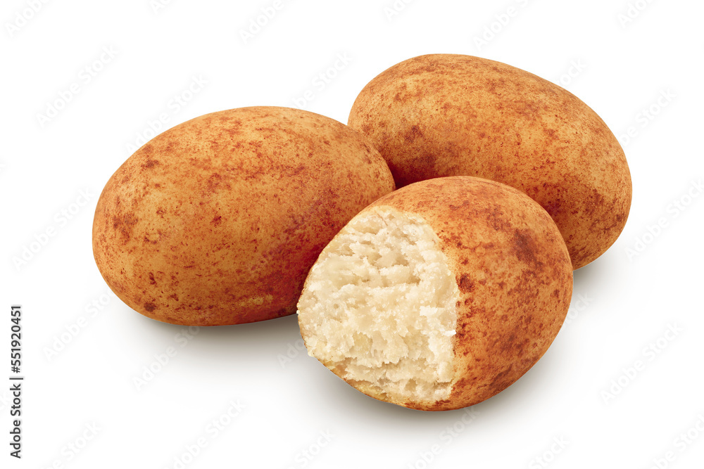 Marzipan balls or potatoes with almond isolated on white background full depth of field Marzipan balls or potatoes with almond isolated on white background full depth of field