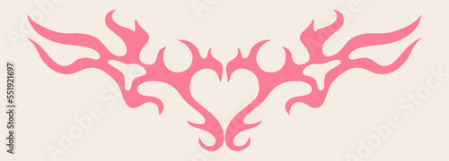 Modern sketch for a tattoo in the style of the 2000s. Abstract drawing of a burning heart heart. Punk style tracery, informal culture.