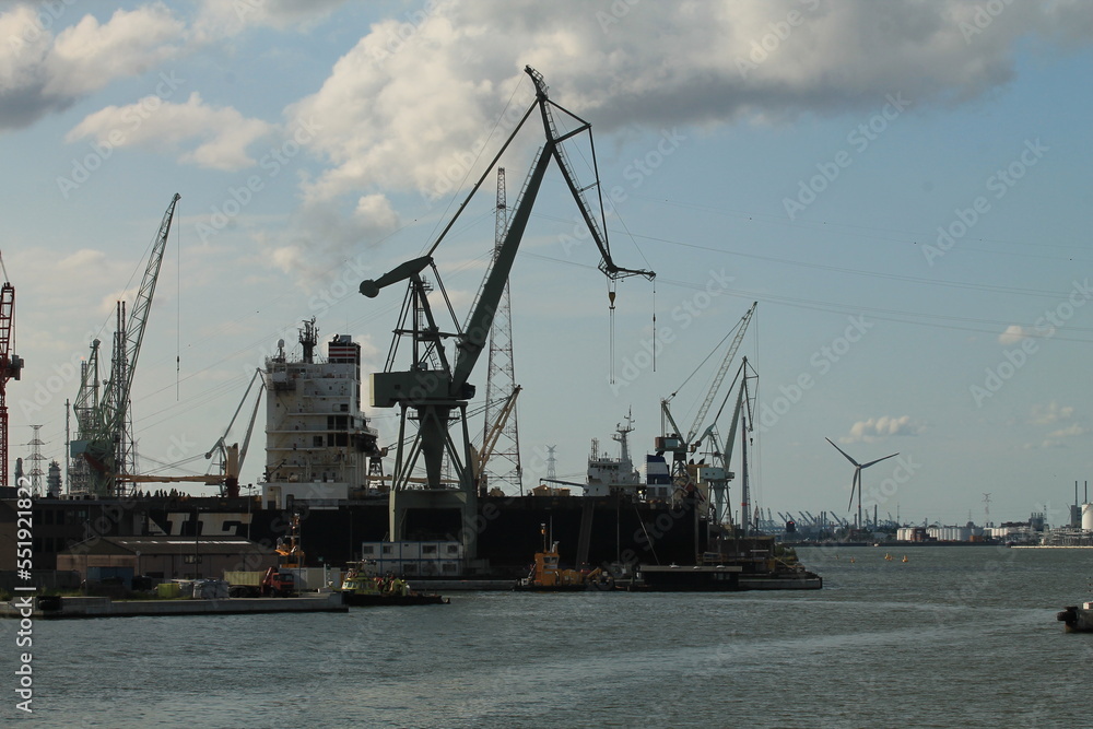 Cranes in port.
