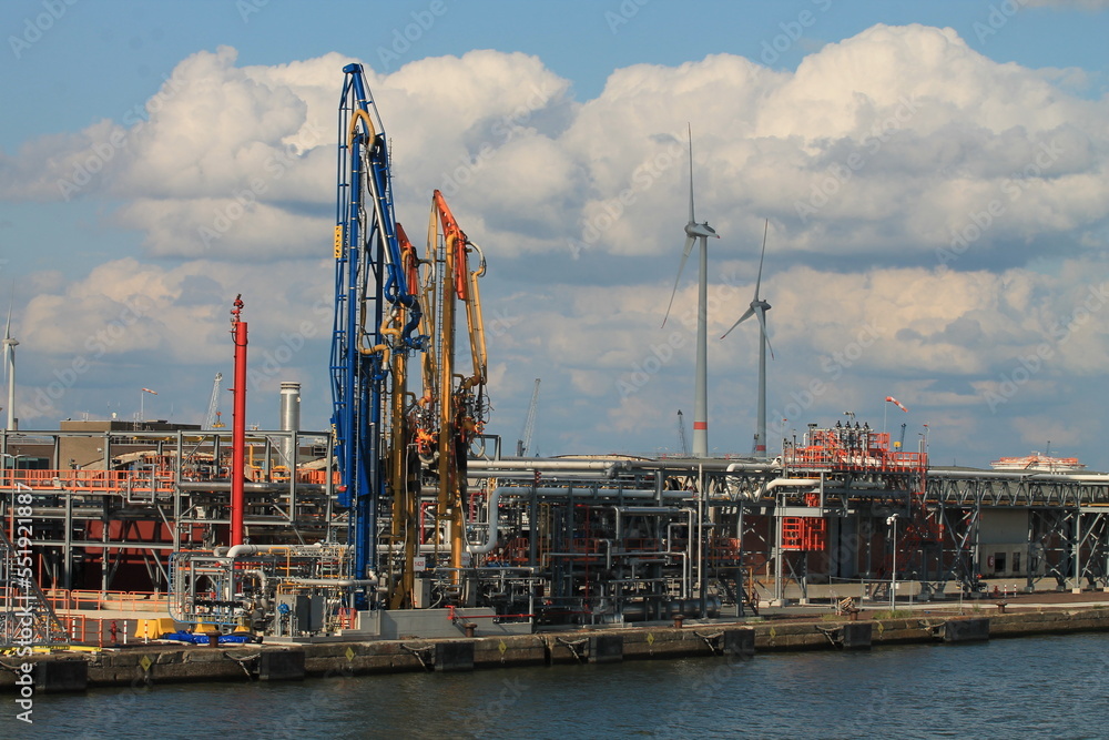 Cranes in port.