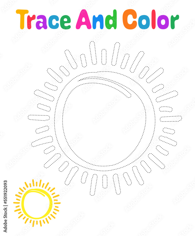 Fototapeta premium Coloring page with Sun for kids